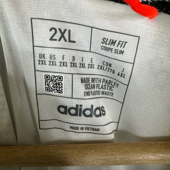 Adidas Mens 2XL Allover Print Marathon Jacket White Aluminium IC7597 Slim Fit - Picture 9 of 12